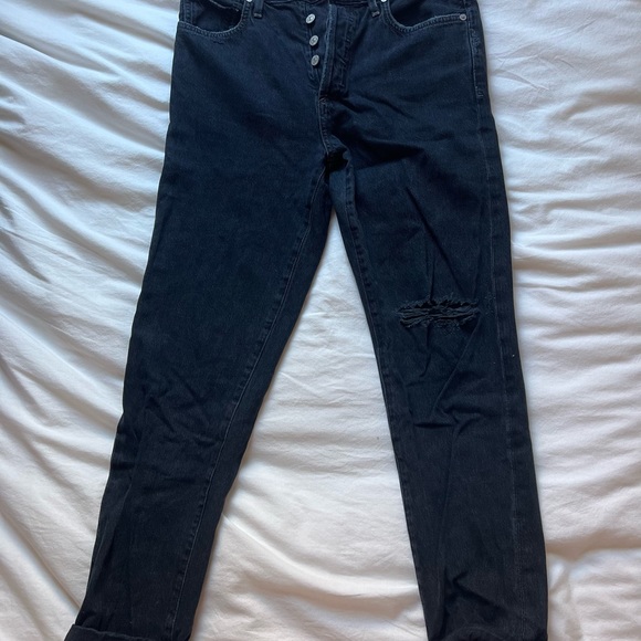 Citizens of Humanity Liya High Rise Classic Fit Crop, Black Torn, Size 26 - Picture 3 of 5